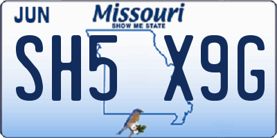 MO license plate SH5X9G