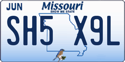 MO license plate SH5X9L