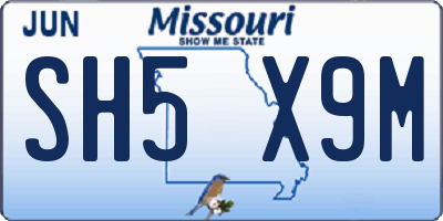 MO license plate SH5X9M