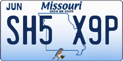 MO license plate SH5X9P