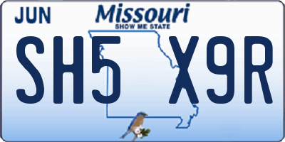 MO license plate SH5X9R