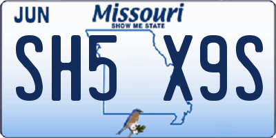 MO license plate SH5X9S