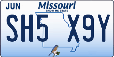 MO license plate SH5X9Y