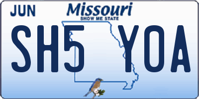 MO license plate SH5Y0A