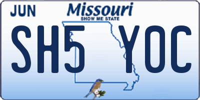 MO license plate SH5Y0C