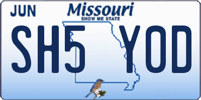 MO license plate SH5Y0D