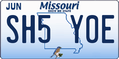 MO license plate SH5Y0E
