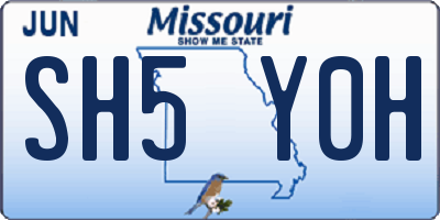 MO license plate SH5Y0H