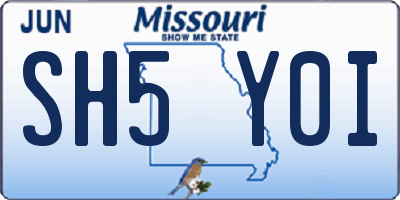 MO license plate SH5Y0I