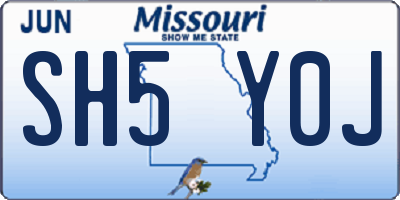 MO license plate SH5Y0J