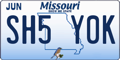 MO license plate SH5Y0K