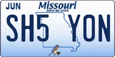 MO license plate SH5Y0N
