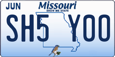 MO license plate SH5Y0O
