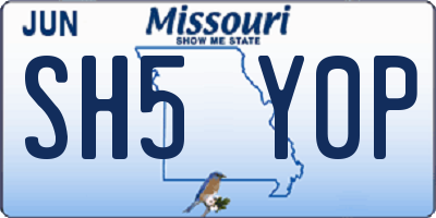MO license plate SH5Y0P