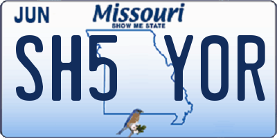 MO license plate SH5Y0R