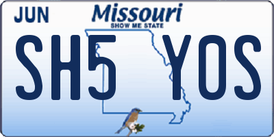 MO license plate SH5Y0S