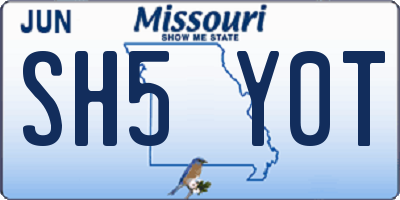 MO license plate SH5Y0T