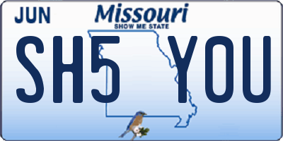 MO license plate SH5Y0U