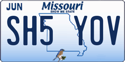 MO license plate SH5Y0V