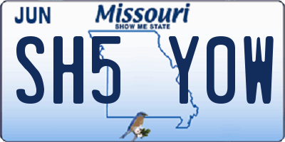 MO license plate SH5Y0W