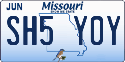 MO license plate SH5Y0Y