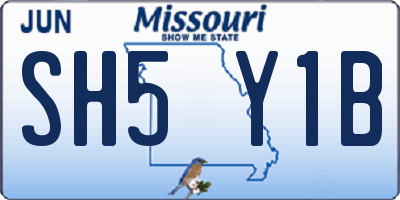 MO license plate SH5Y1B