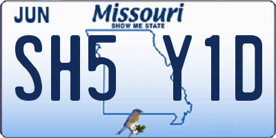 MO license plate SH5Y1D