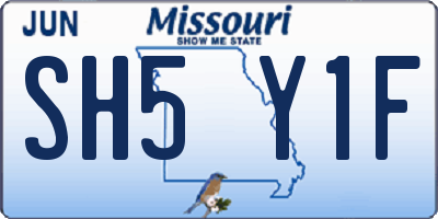 MO license plate SH5Y1F