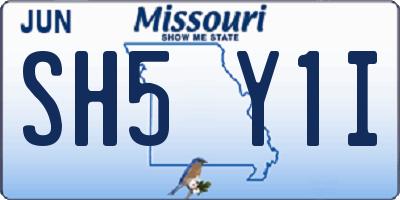 MO license plate SH5Y1I