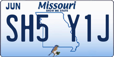MO license plate SH5Y1J
