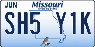 MO license plate SH5Y1K