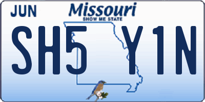 MO license plate SH5Y1N