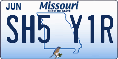 MO license plate SH5Y1R