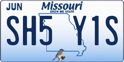 MO license plate SH5Y1S