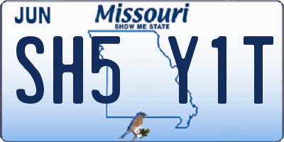 MO license plate SH5Y1T