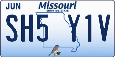 MO license plate SH5Y1V