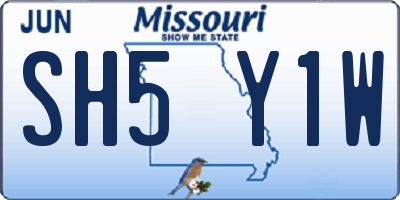 MO license plate SH5Y1W