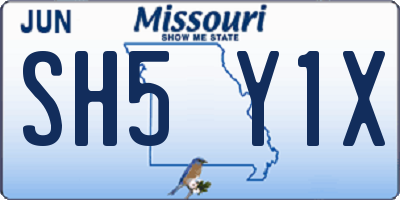 MO license plate SH5Y1X
