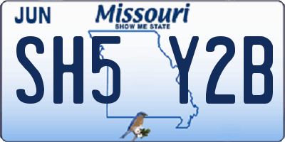 MO license plate SH5Y2B