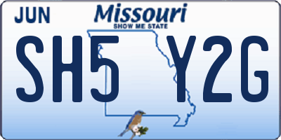 MO license plate SH5Y2G