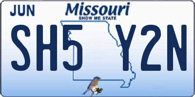 MO license plate SH5Y2N