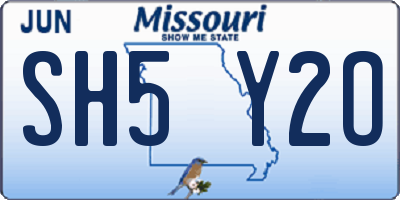 MO license plate SH5Y2O
