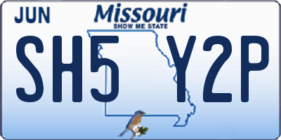 MO license plate SH5Y2P