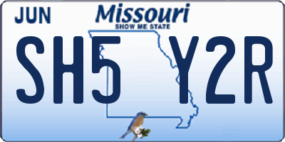 MO license plate SH5Y2R