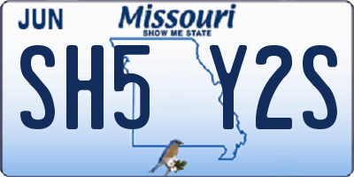 MO license plate SH5Y2S
