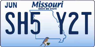 MO license plate SH5Y2T