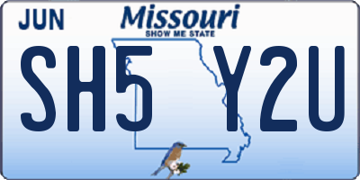 MO license plate SH5Y2U