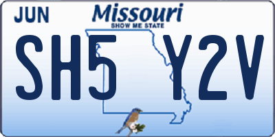 MO license plate SH5Y2V