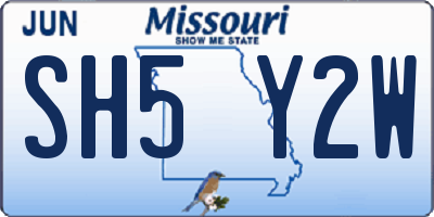 MO license plate SH5Y2W