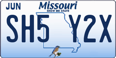 MO license plate SH5Y2X